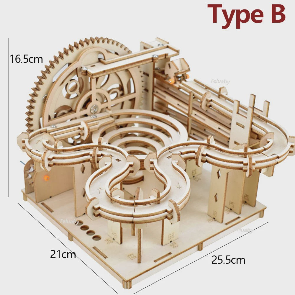 Houten 3D Knikkerbaan Puzzel - Mechanisch Bouwpakket voor Kinderen & Volwassenen