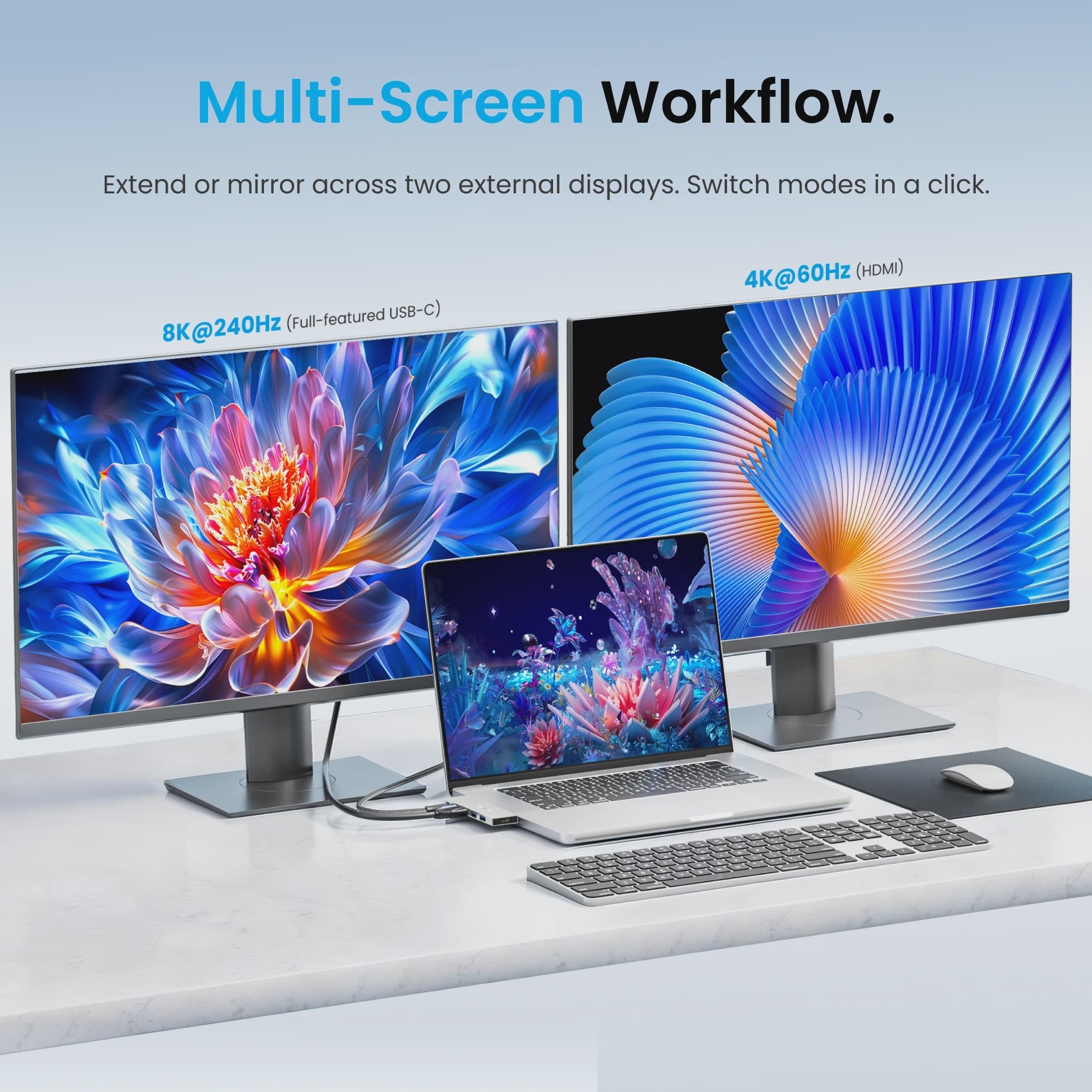 Vention Thunderbolt 4 Docking Station: 6-in-2 USB-C Hub met 8K@240Hz, 80Gbps, 140W PD en HDMI 4K@60Hz