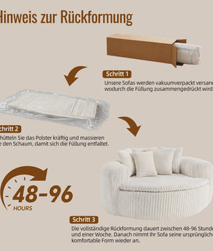 Moderne Corduroy Beanbag Fauteuil met Extra Brede Armleuningen en 5 Kussens - Comfortabele Lounge Stoel voor Woonkamer & Slaapkamer