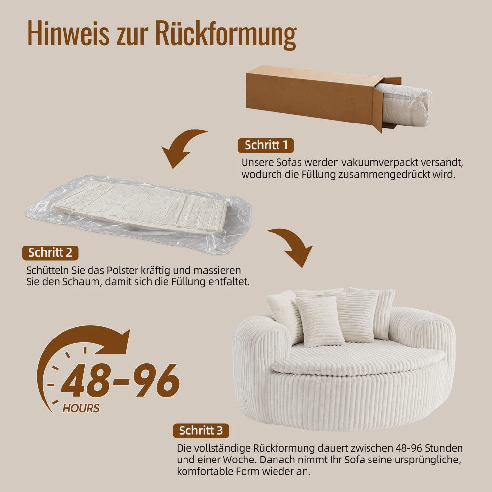 Moderne Corduroy Beanbag Fauteuil met Extra Brede Armleuningen en 5 Kussens - Comfortabele Lounge Stoel voor Woonkamer & Slaapkamer