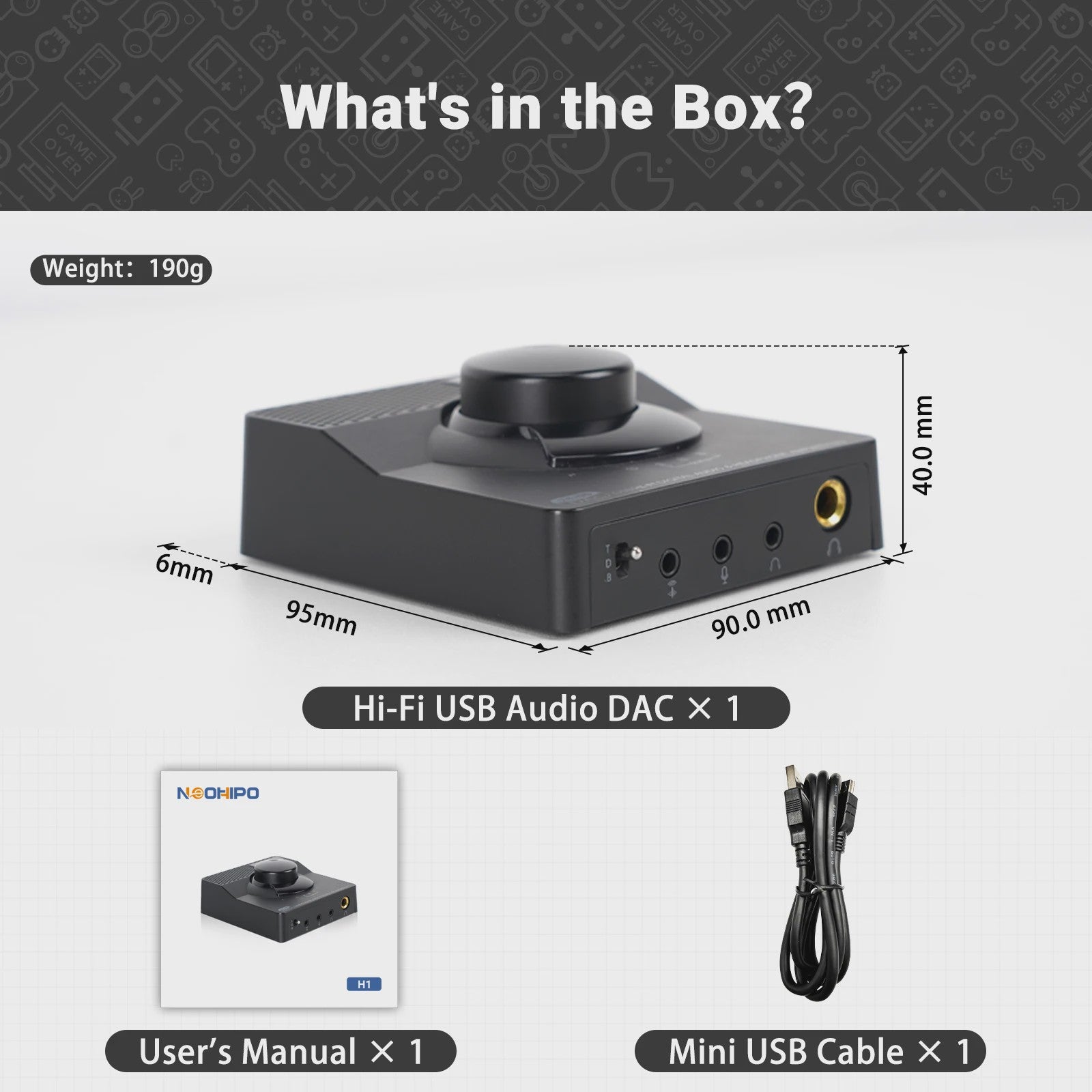 NEOHIPO H1 USB DAC Headphone Amplifier: Krachtige Audio voor Gaming, PC, PS5 & Mac