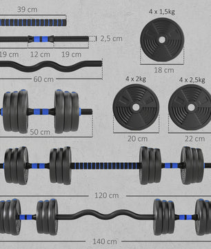 Verstelbare Dumbbell Set 25 kg - 3-in-1 Halter Kit met Barbell Optie