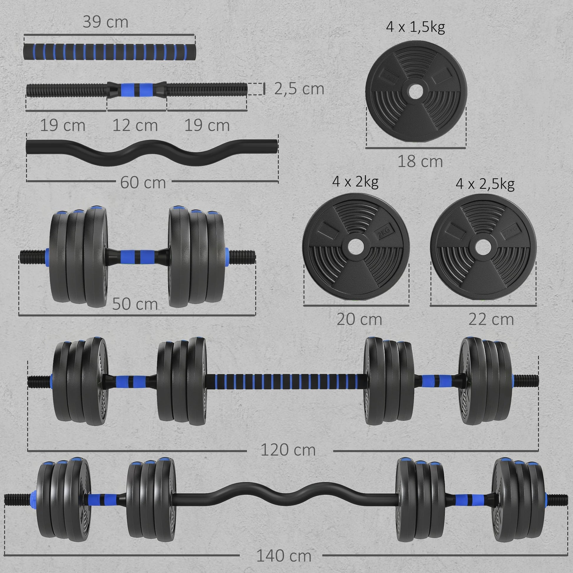 Verstelbare Dumbbell Set 25 kg - 3-in-1 Halter Kit met Barbell Optie