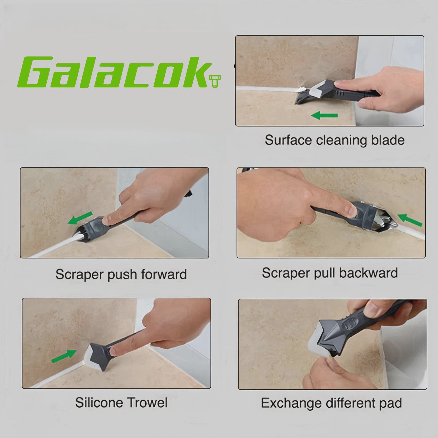 5-in-1 Silicone Voegentrekker en Afwerkgereedschap - Voor Badkamer, Keuken & Meer