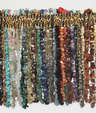 Unieke Natuursteen Choker Ketting - Onregelmatige Kristal & Aquamarijn Chips