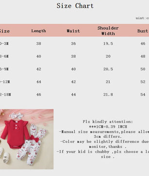 Schattige Baby Meisjes Outfit 3-Delig: Rood Ruffle Romper, Broekje & Haarband met Konijntjes