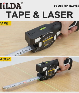 HILDA Laser Meetlint met Groen Laserwaterpas & Automatische Vergrendeling - USB Oplaadbaar