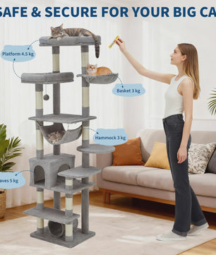 Luxe Multi-Level Kattenboom met Krabpalen, Hangmat en Speeltjes - Ideaal voor Grote Katten