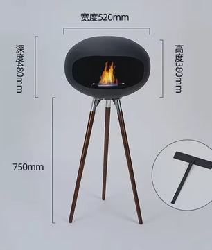 Vrijstaande Bio-ethanol Haard - Ovalen Bol Design met Echte Vlam
