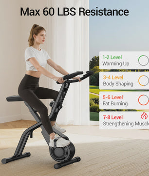 UMAY 5-in-1 Opvouwbare Hometrainer met Rugleuning, 8 Weerstandsniveaus & Weerstandsbanden