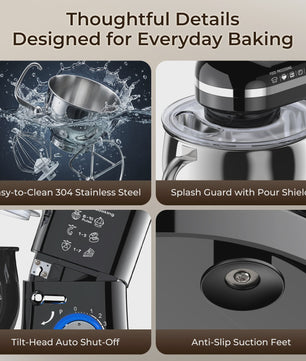 Patbrela Keukenmachine 5L - Krachtige Planetaire Mixer met 10 Snelheden voor Deeg, Cake en Koekjes