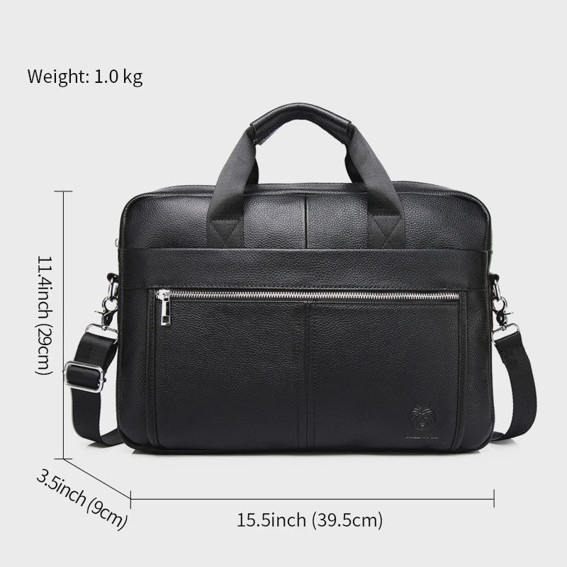 Luxe Leren Aktetas voor Heren - 15 Inch Laptoptas van Echt Leer