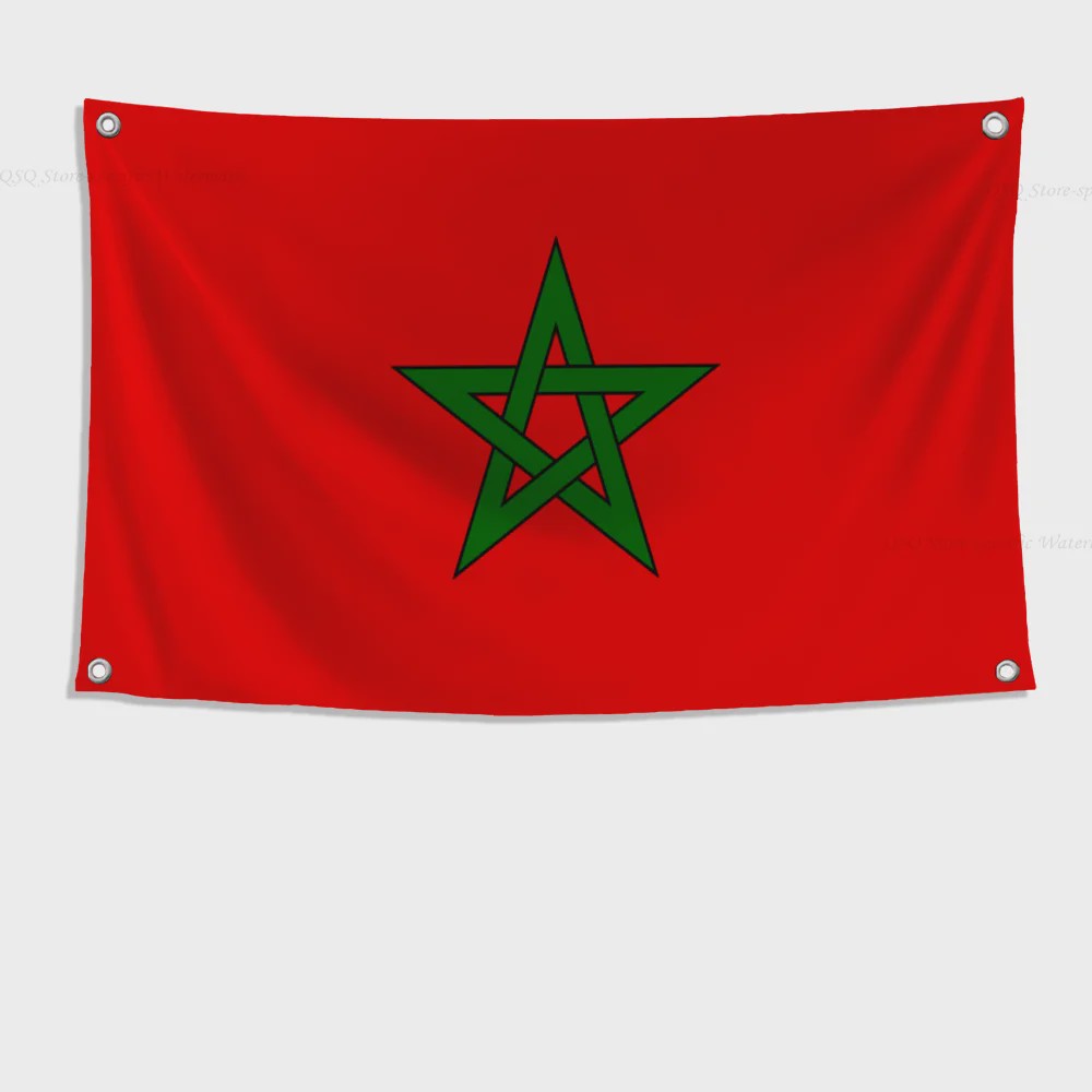 Marokkaanse Vlag - Polyester Decoratie met Ophangringen voor Binnen en Buiten