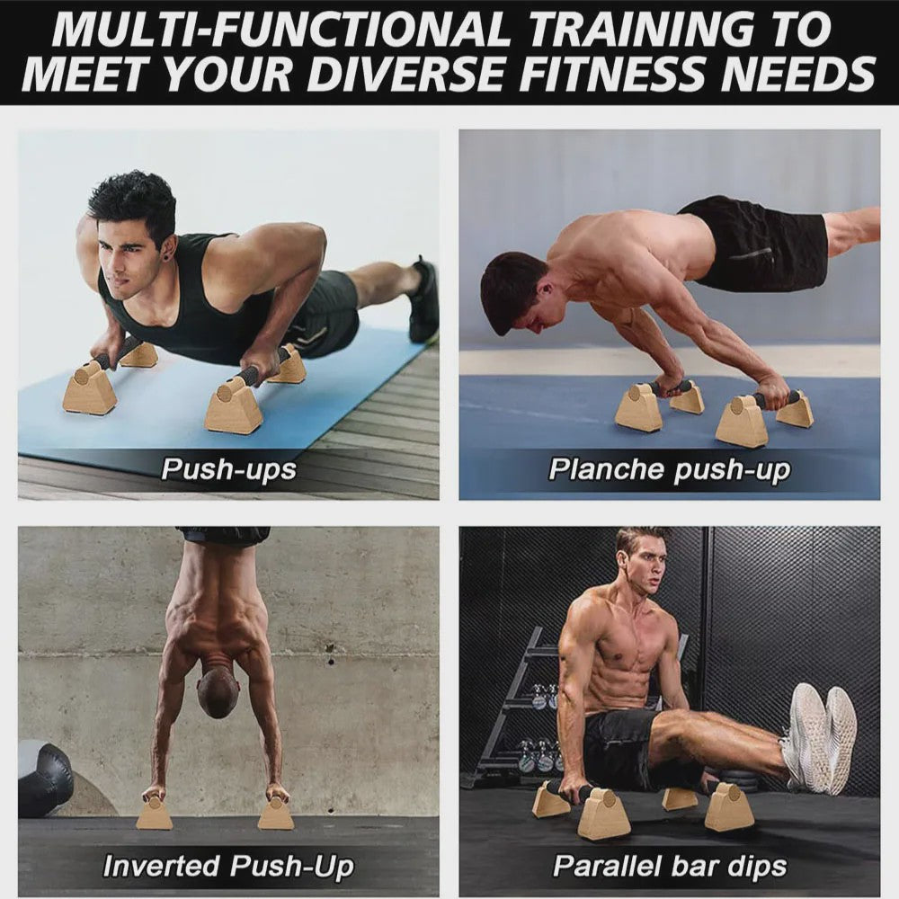 Houten Push-Up Bars & Parallettes voor Thuis Workout - Stabiliteit en Comfort