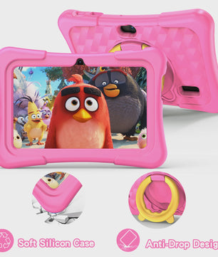 PRITOM Kinder Tablet 7 Inch Android 13 - 32GB Opslag, Educatief & Robuuste Beschermhoes