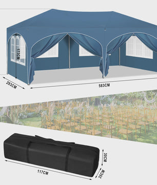 Inklapbaar Paviljoen 3x6m met 6 Zijwanden - Waterdicht, UV-bescherming & Draagtas