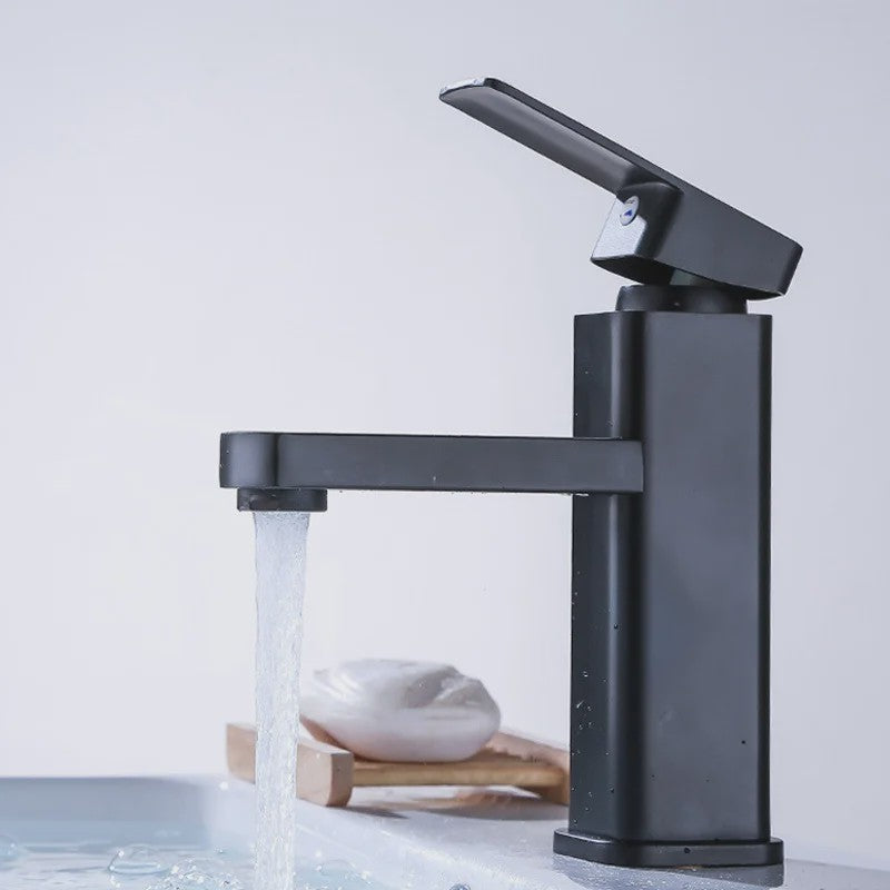 Zwarte Vierkante Wastafelkraan - Mengkraan voor Warm & Koud Water - Anti-Splash