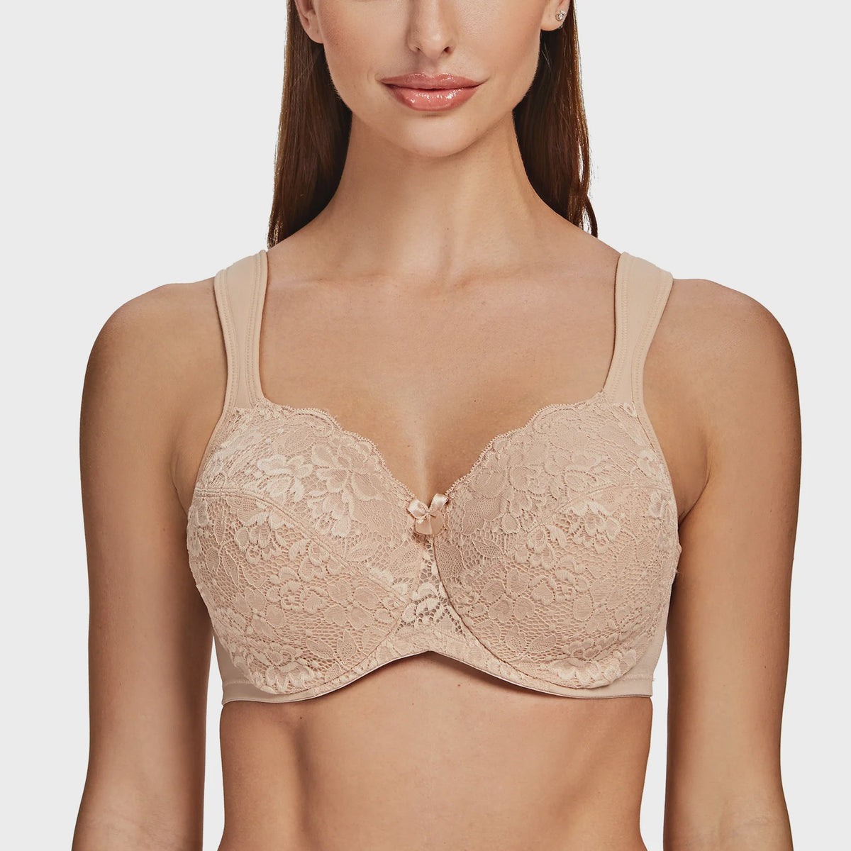 Comfortabele Volledige Dekking Minimizer BH met Kant en Gewatteerde Bandjes - Plus Size