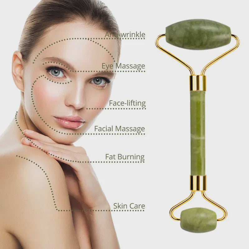 Natuurlijke Jade Roller & Gua Sha Set met Oogmasker - Gezichtsverzorging & Ontspanning