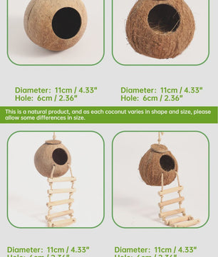 Natuurlijk Kokosnoot Hamsterhuis - Veilige & Bite-resistant Schuilplaats en Speelgoed voor Kleine Huisdieren