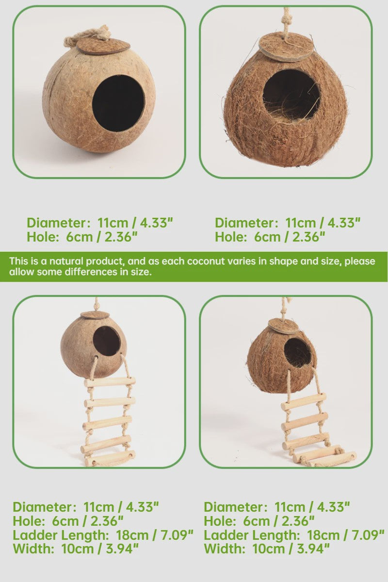 Natuurlijk Kokosnoot Hamsterhuis - Veilige & Bite-resistant Schuilplaats en Speelgoed voor Kleine Huisdieren