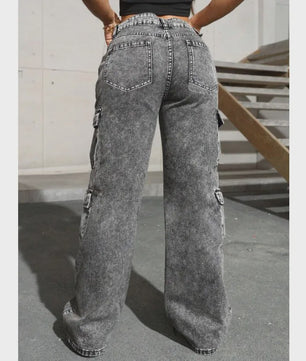 Y2K Cargo Jeans Dames - Hoge Taille, Stretch, Retro Stijl