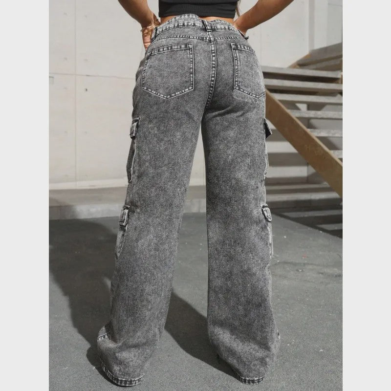 Y2K Cargo Jeans Dames - Hoge Taille, Stretch, Retro Stijl