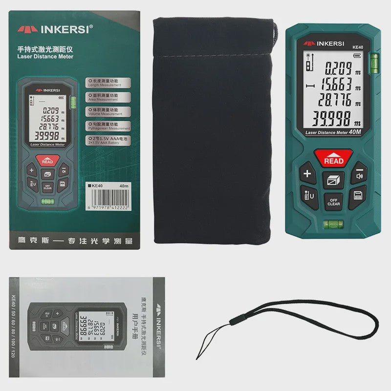 INKERSI Laser Afstandsmeter 40M/70M/120M - Digitale Meetlint met Hoge Precisie