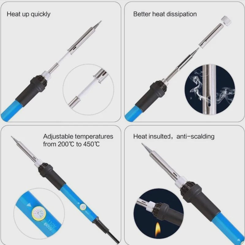 60W Verstelbare Temperatuur Soldeerbout - EU 220V / US 110V Plug - Ideaal voor DIY Reparatie