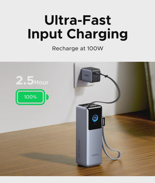 UGREEN Nexode Pro 200W Powerbank 25000mAh met Ingebouwde Kabels - Snel Laden voor Laptops
