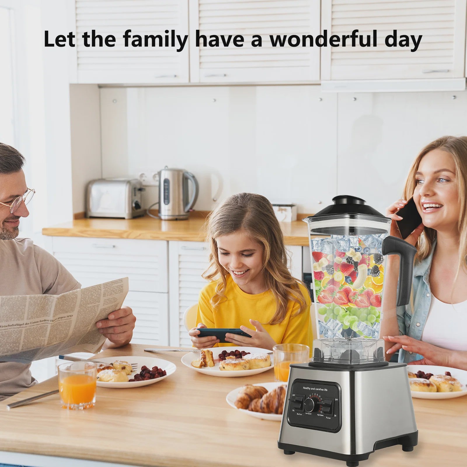Professionele 2-in-1 Blender: 800W, 27000RPM, 2L+0.5L Dubbele Jars, IJs Crushen, Malen & Smoothies