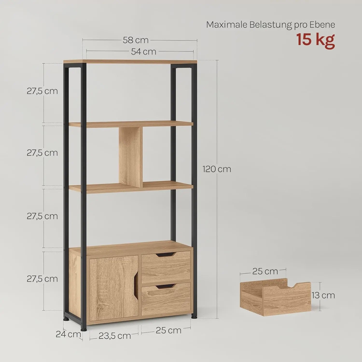 Hoekboekenkast met 3 Lades - Stijlvolle Opbergunit voor Woonkamer en Kantoor