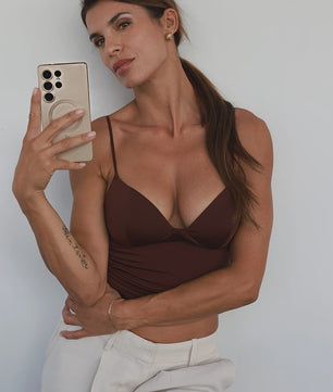Dames Crop Top Corset Camisole Bruin - Mouwloos, Bodycon & Backless