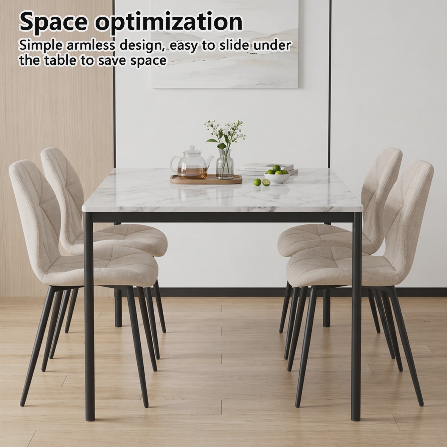 Set van 2, 4 of 6 Moderne Eetkamerstoelen - Comfortabel Gestoffeerd met Stalen Poten