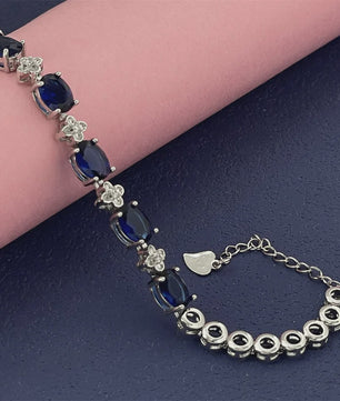 925 Sterling Zilveren Armband met Donkerblauwe Edelstenen - Elegant & Modieus Cadeau