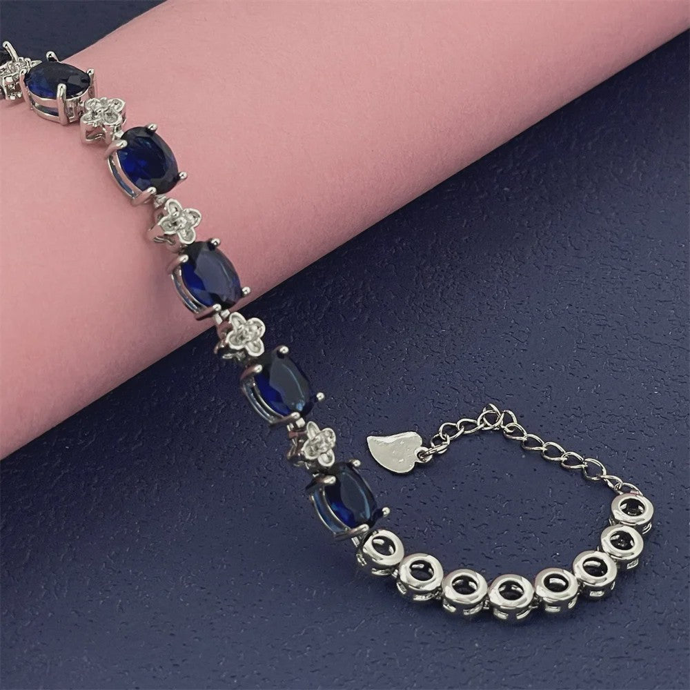 925 Sterling Zilveren Armband met Donkerblauwe Edelstenen - Elegant & Modieus Cadeau