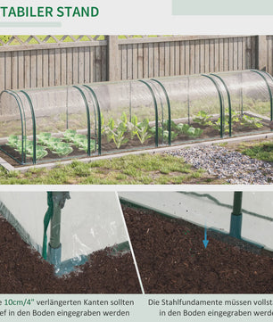 Outsunny Tunnelkas met Stalen Frame, PVC Folie en Roll-up Deuren - 395x100x80 cm