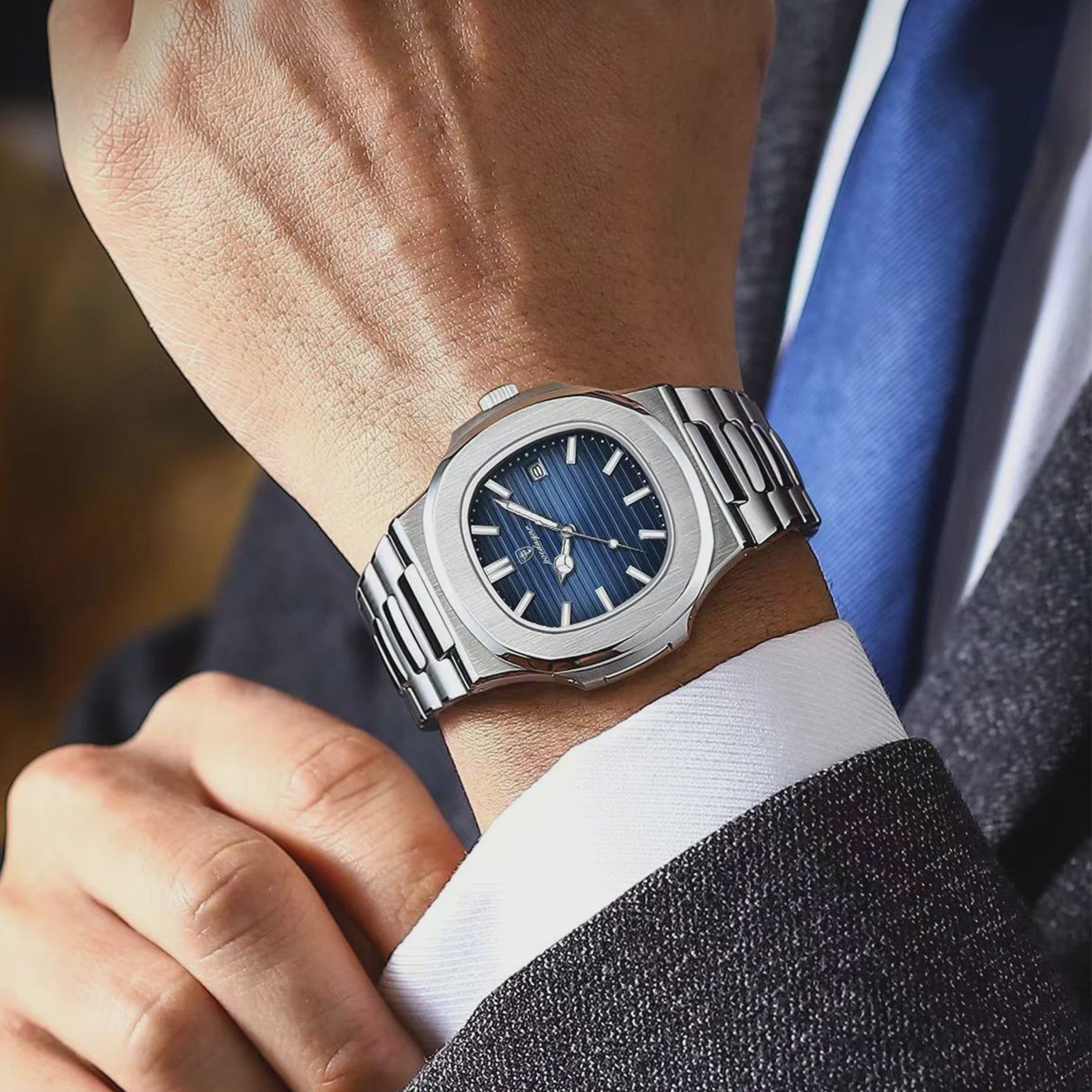 POEDAGAR Luxe Herenhorloge - RVS, Waterdicht, Lichtgevend & Datumfunctie