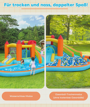 Opblaasbaar Kasteel met Waterbaan, Glijbaan, Trampoline & Waterkanon