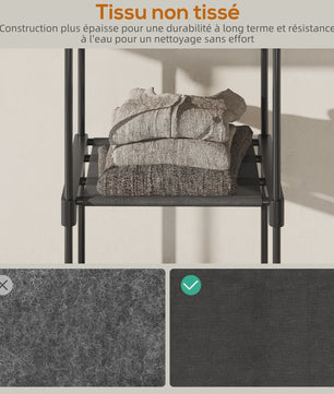 HOMCOM Stoffen Kledingkast met Hangroede en Planken - Zwart, 111x43x185 cm