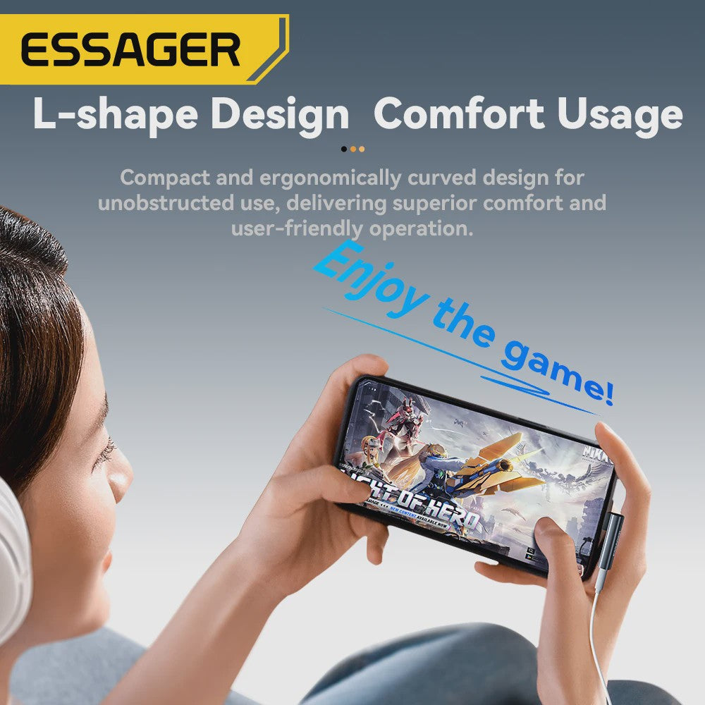 Essager L-vormige Audio Adapter: Type-C naar 3.5mm Jack & Lightning naar 3.5mm Koptelefoon
