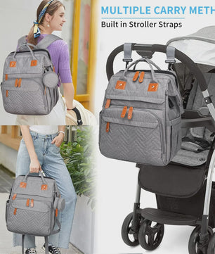 Multifunctionele Baby Luiertas Rugzak met Inklapbaar Babybedje en USB Laadpoort