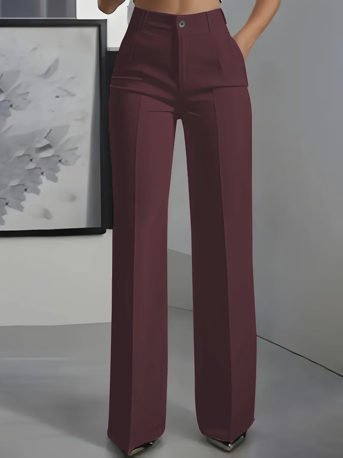 Dames Pantalon Hoge Taille Recht Model - Stijlvolle Suit Pants
