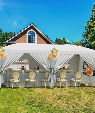 Klapgazebo 3x6m Wit - Ruime Feesttent met 6 Zijwanden voor Feest, Camping & Tuin