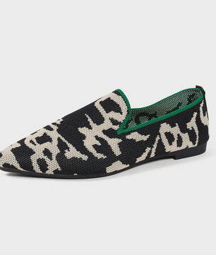 Dames Loafers met Puntige Neus - Luipaardprint & Gemengde Kleuren - Comfortabele Platte Schoenen