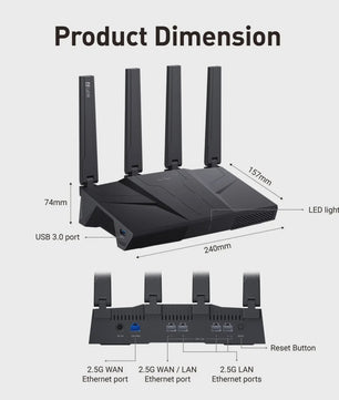 GL.iNet Flint 3 (BE9300) Tri-Band WiFi 7 Router: Ultrahoge Snelheid, Gaming & 5x 2.5G Poorten