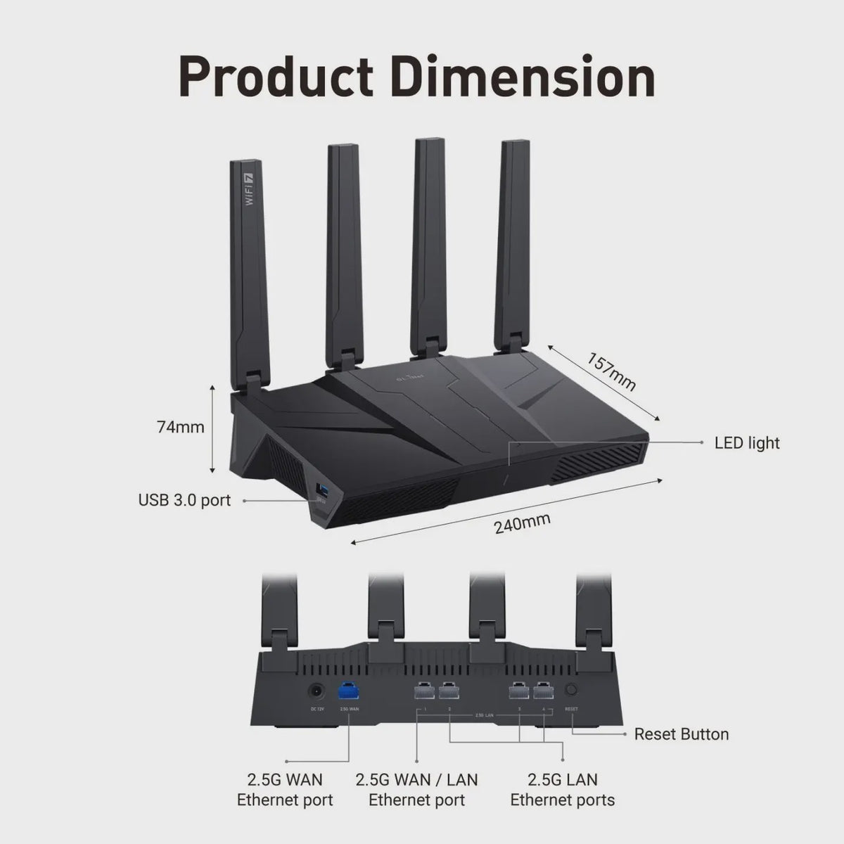 GL.iNet Flint 3 (BE9300) Tri-Band WiFi 7 Router: Ultrahoge Snelheid, Gaming & 5x 2.5G Poorten