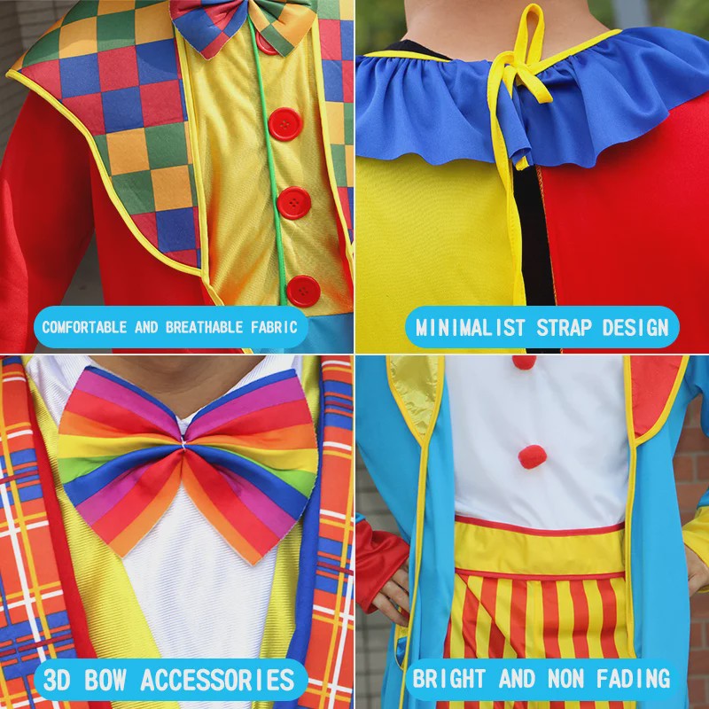 Grappig Clown Kostuum Heren - Joker & Magiër Outfit voor Feest & Optreden