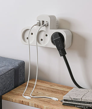 3-Weg Stopcontact Verdeler met 2 USB-A en 1 USB-C Poort - Oplaadstation
