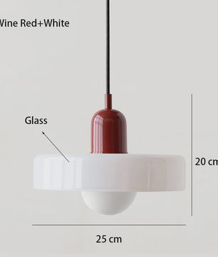 Nordic Bauhaus Hanglamp - Retro Glas & Kleurrijke Kap voor Woonkamer, Eetkamer, Bar